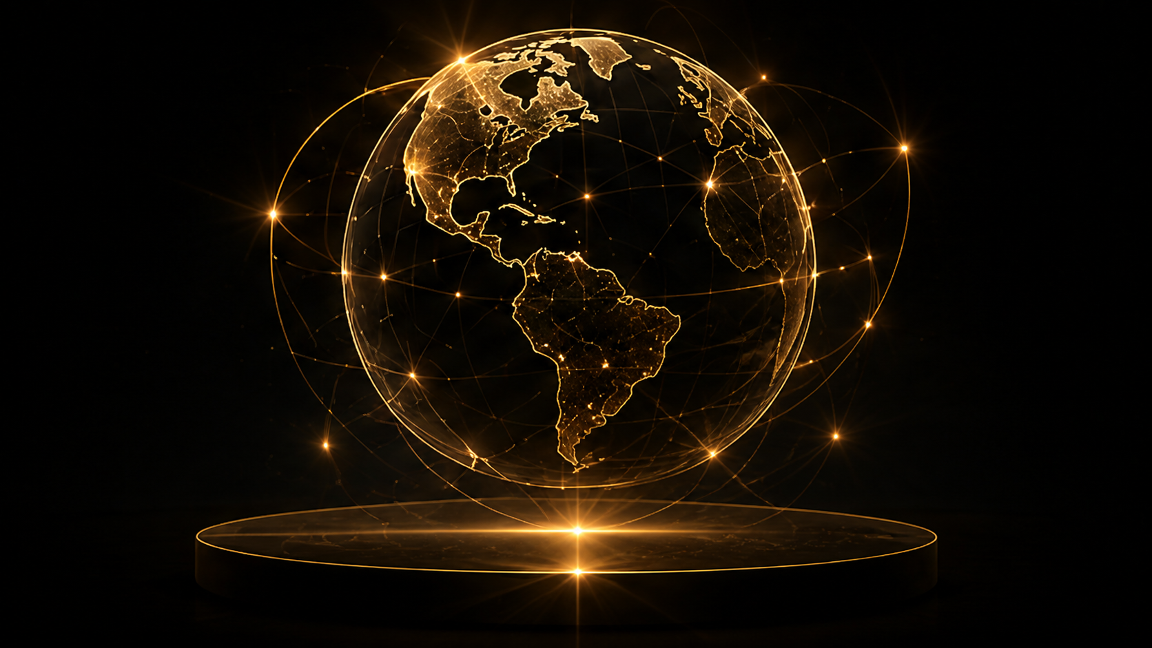 Glowing globe on a platform